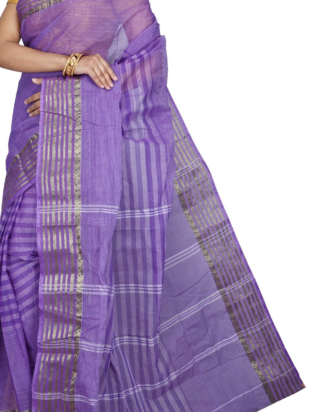 Purple Pure Cotton Zori Border Tant Saree (1873)